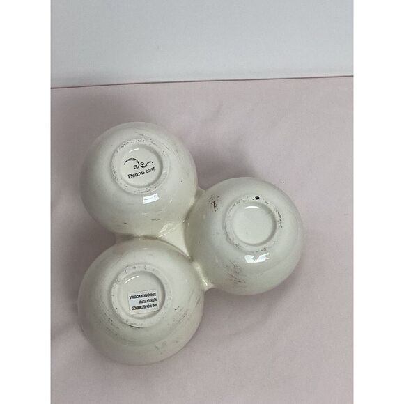 Dennis East Nut Olive Spread 3 Section Nest Bowl Bird Pottery Dish - Picture 5 of 5